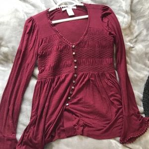 Burgundy long sleeve shirt